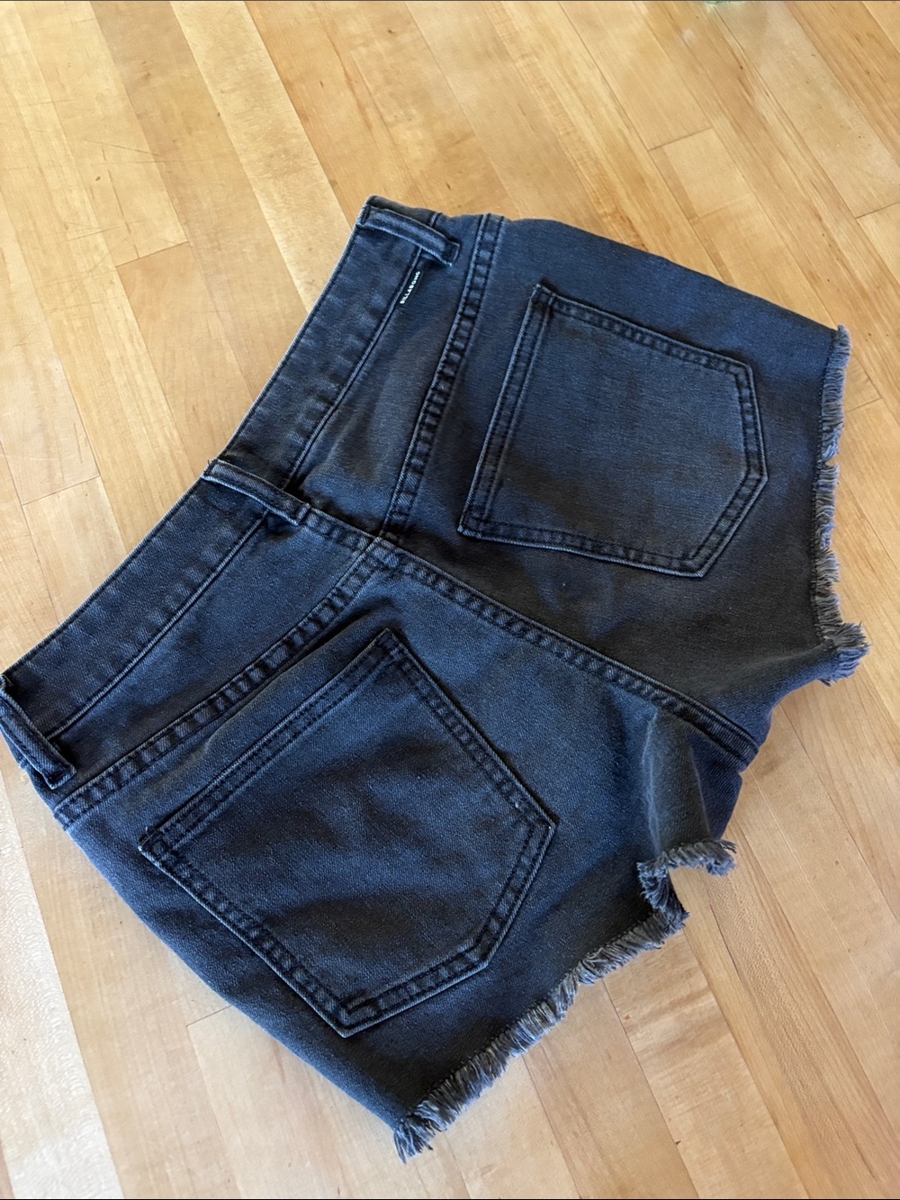 Billabong Black Frayed Denim Mini Jean shorts